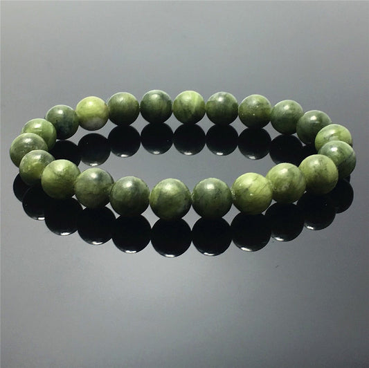 Green Jade Gemstone Round Beaded Stone Bracelet
