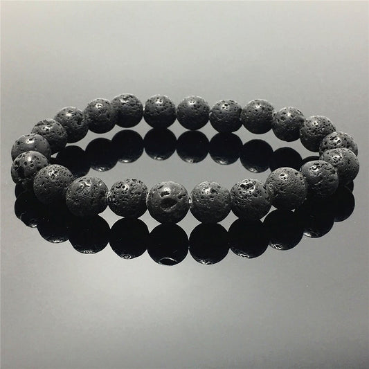 Natural Lava Gemstone Beads Handmade Stretchy Bracelet