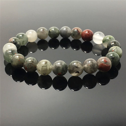 Natural Blood Stone Gemstone Beads Handmade Stretchy Bracelet