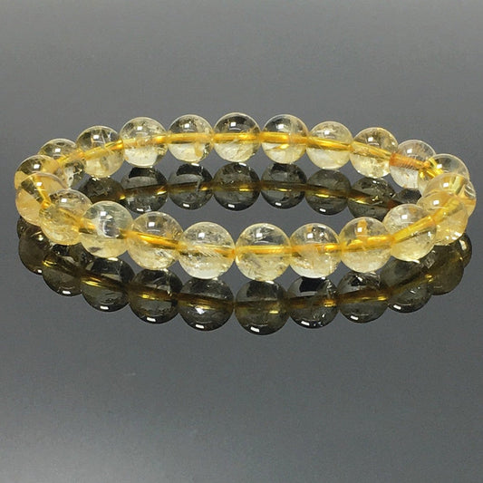 Citrine Gemstone Crystal Healing Stretch Beads Bracelet