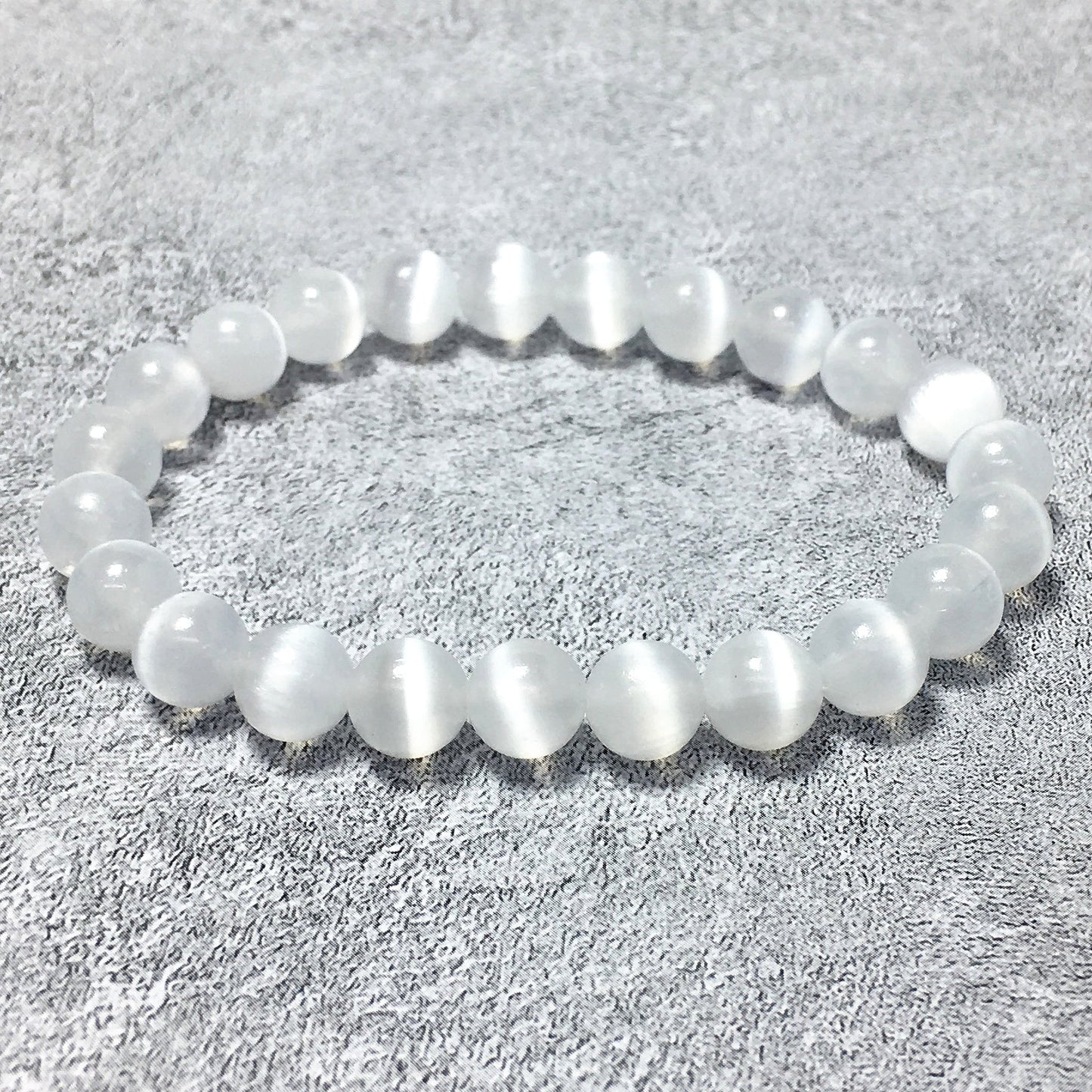 Selenite Gemstone Crystal Healing Stretch Beads Bracelet