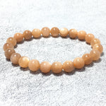 Peach Moonstone Natural Gemstone Crystal Healing Stretch Beads Bracelet