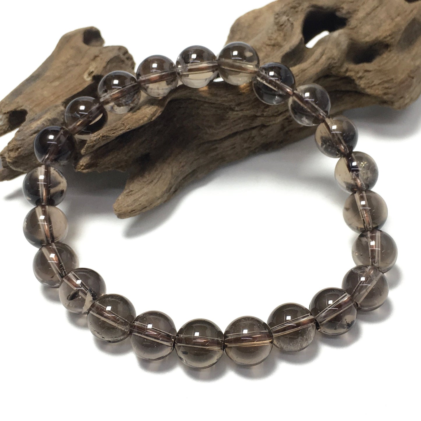 Smoky Quartz Gemstone Crystal Healing Stretch Beads Bracelet