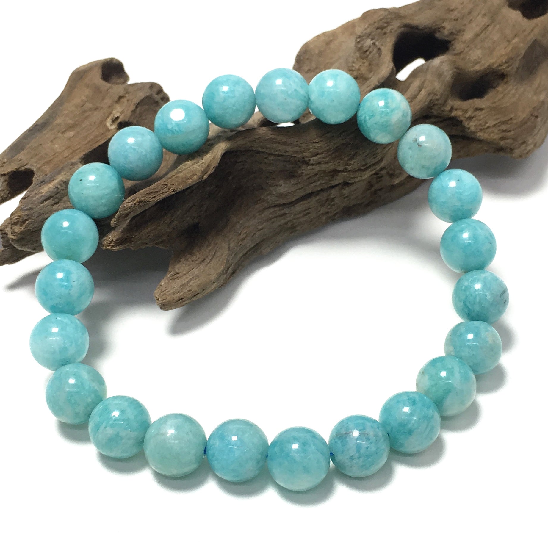 Amazonite Natural Gemstone Crystal Healing Stretch Beads Bracelet