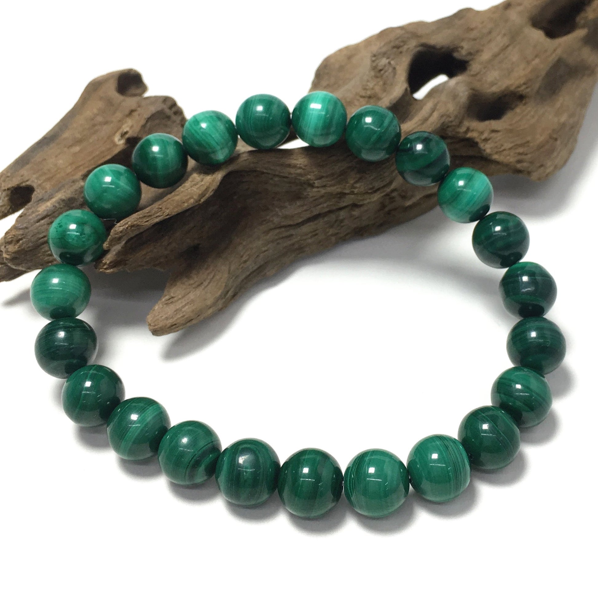 Malachite Gemstone Crystal Healing Stretch Beads Bracelet