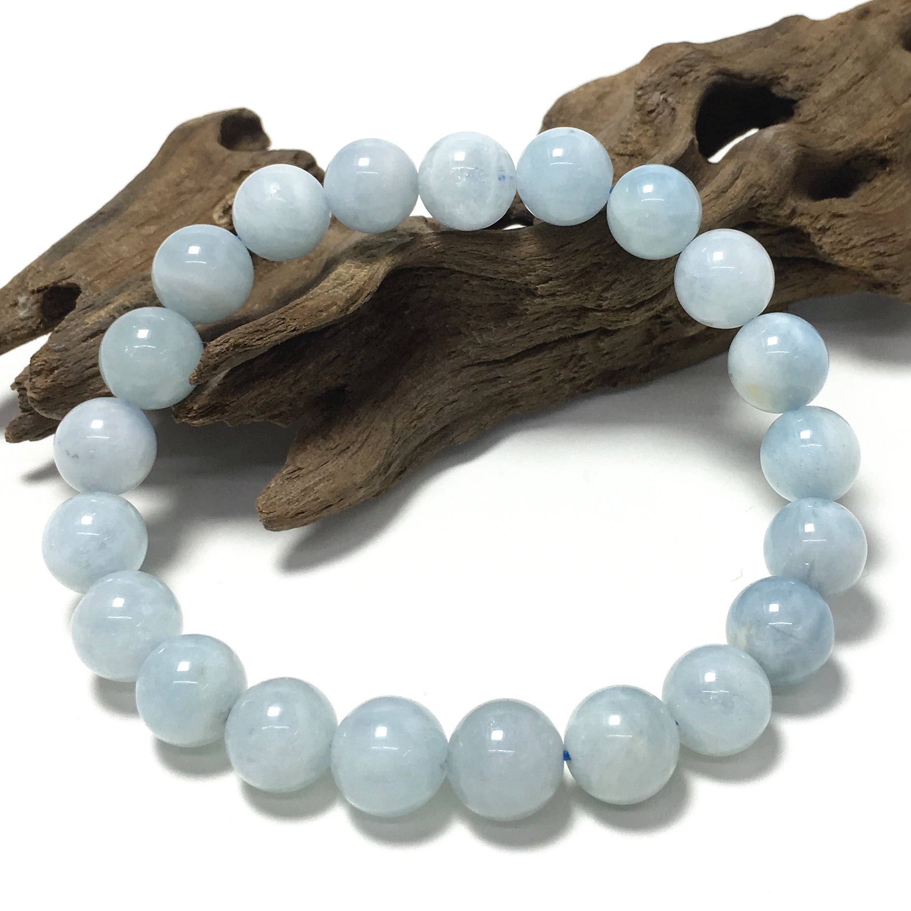 Aquamarine Gemstone Crystal Healing Stretch Beads Bracelet