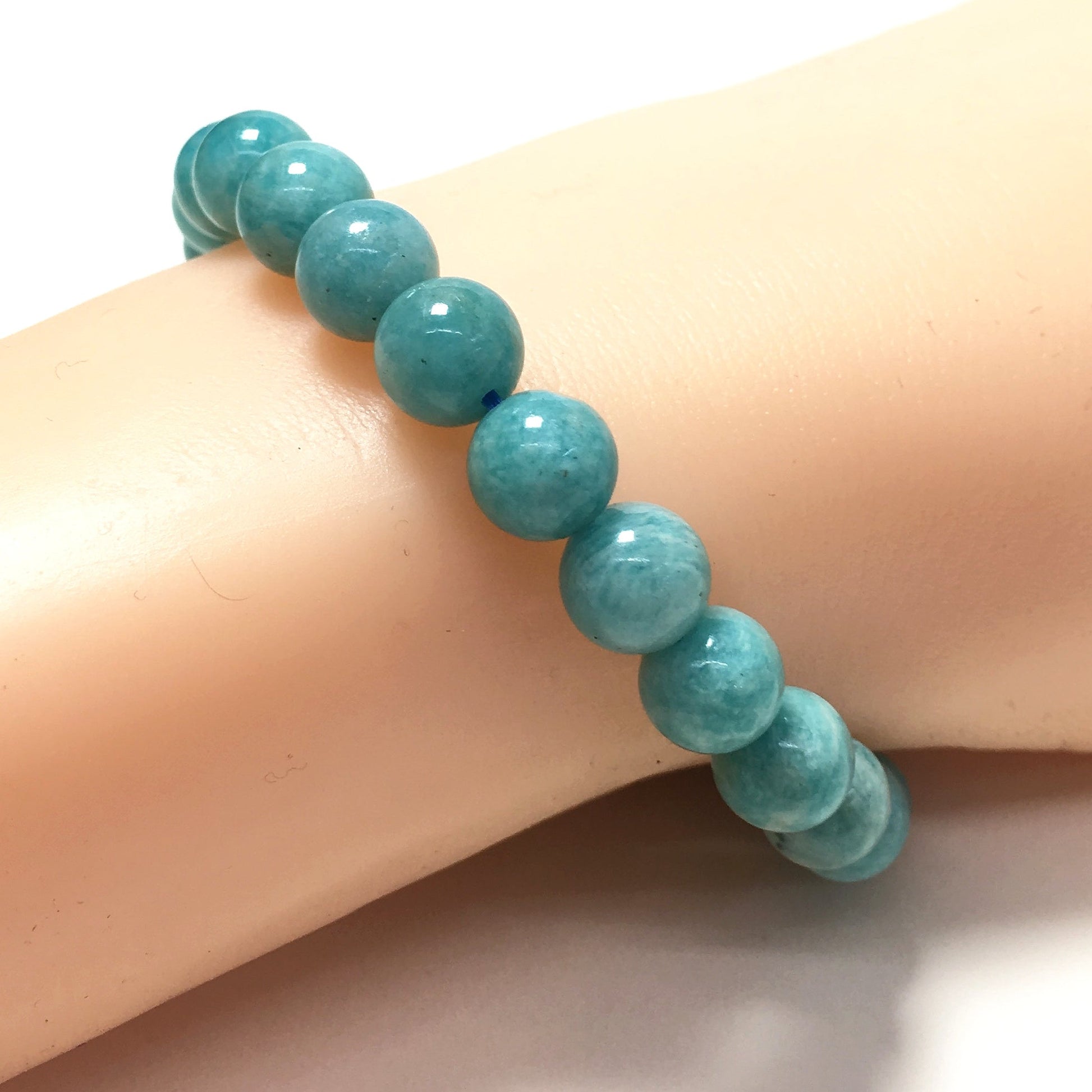 Amazonite Natural Gemstone Crystal Healing Stretch Beads Bracelet