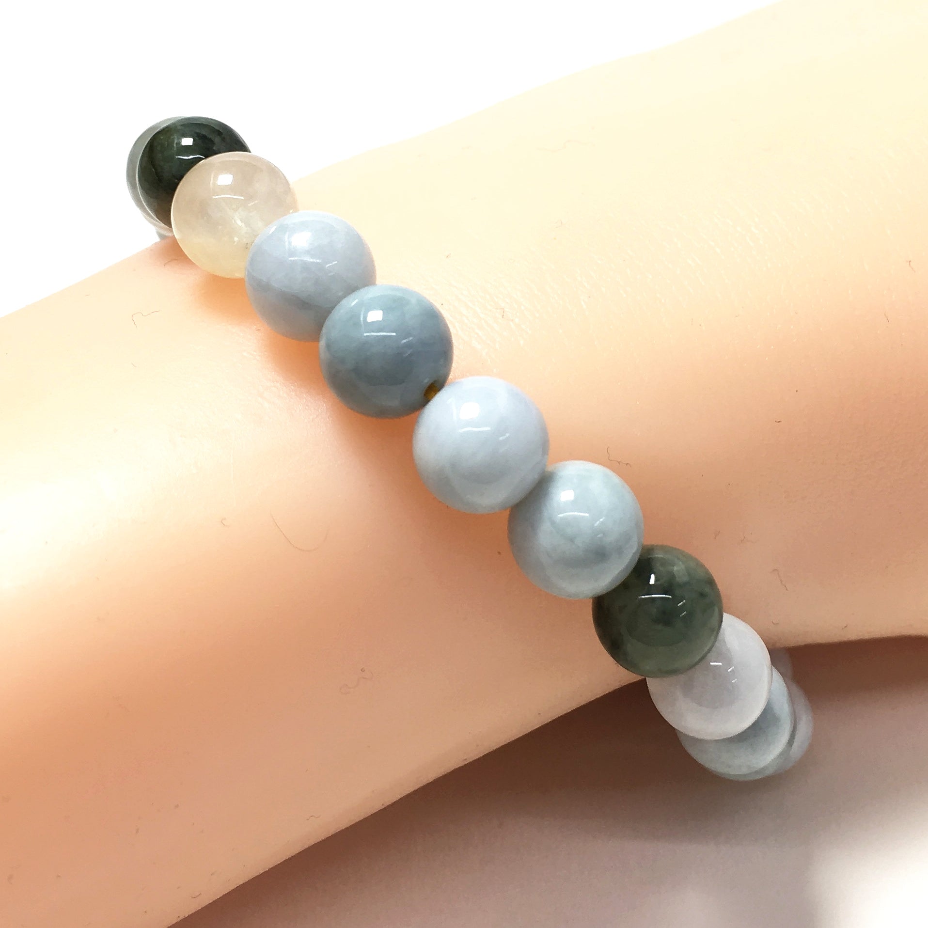 Jadite Gemstone Crystal Healing Stretch Beads Bracelet
