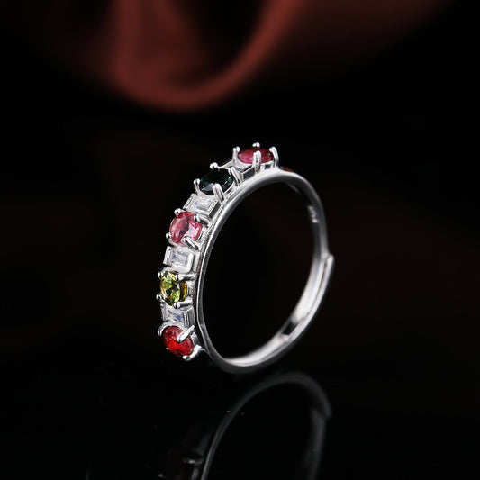 S925 Silver  Tourmaline Ring WB-R056