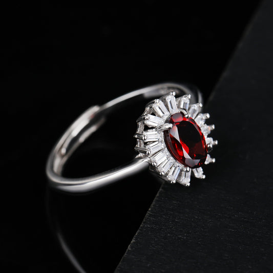 S925 Silver  Garnet Ring WB-R066