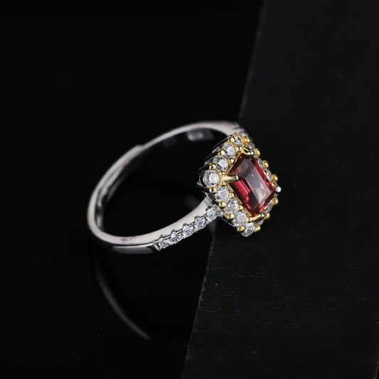 S925 Silver  Garnet Ring WB-R067