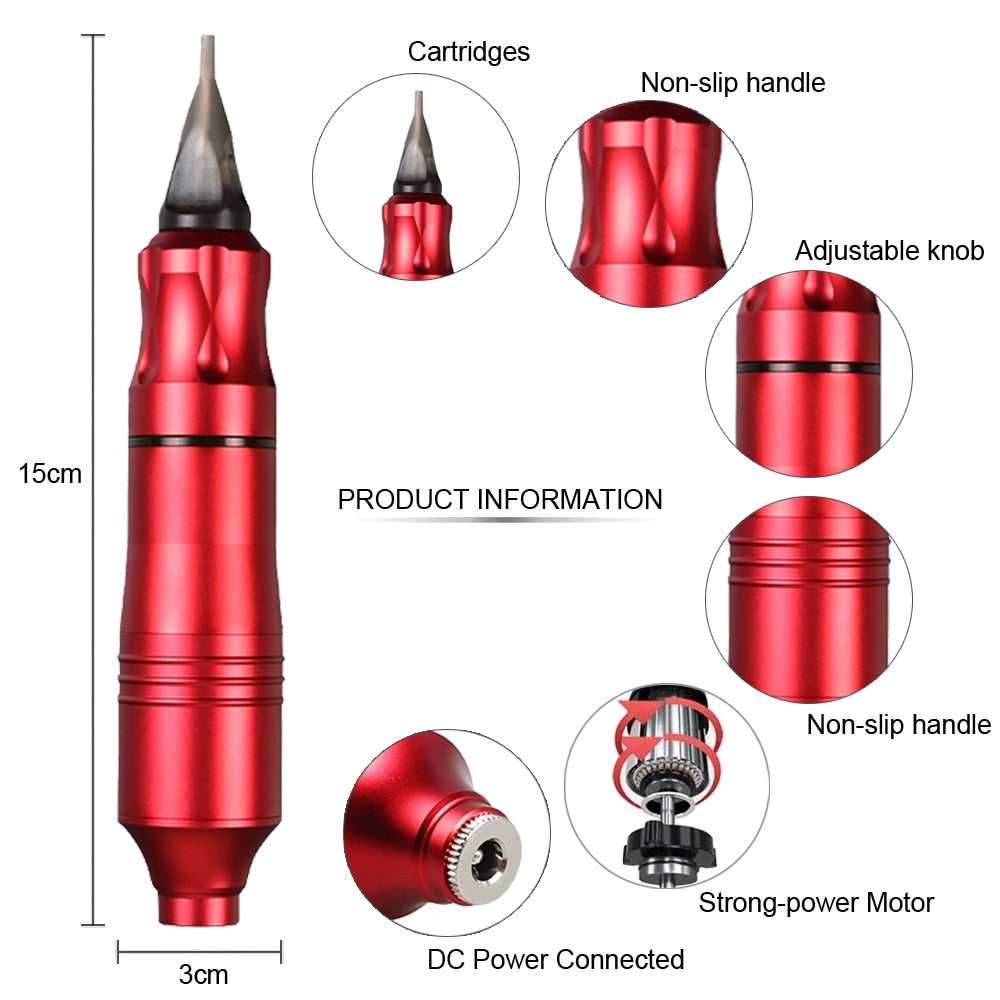Complete Tattoo Machine Kits Tattoo Power Supply Rotary Pen With Cartridge Needles Permanent Makeup Machine For Tattoo Body Art