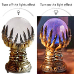 Halloween Glowing Crystal Ball Creative Witch hands Deluxe Celestial Magic Skull Finger Plasma Glass Flash Ball Home Party Decor
