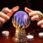 Halloween Glowing Crystal Ball Creative Witch hands Deluxe Celestial Magic Skull Finger Plasma Glass Flash Ball Home Party Decor