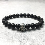 Black Matte Onyx Beads Gemstone with Imperial Darth Vader Charms Jewellery Elastic Handmade Bracelets
