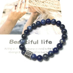 Black Striped CZ Charms Sodalite Stone Beads Elastic Rope Handmade Bracelets