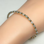 Aquamarine Gemstone Adjustable Bracelet Tiny Beads Gemstone Bracelet with Love Heart Charm