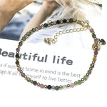 Tourmaline Gemstone Adjustable Bracelet Tiny Beads Gemstone Bracelet with Love Heart Charm
