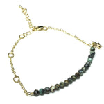 African Turquoise Gemstone Adjustable Bracelet Tiny Beads Gemstone Gold Plated Chain Linked Bracelet for Women
