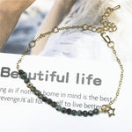 African Turquoise Gemstone Adjustable Bracelet Tiny Beads Gemstone Gold Plated Chain Linked Bracelet for Women