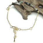 Tourmaline Gemstone Adjustable Bracelet Tiny Beads Gemstone Gold Plated Chain Linked Bracelet for Women