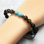 Unisex Adjustable Macrame Hand Braided Matte Onyx Tigereye Stone Healing Beads Bracelet