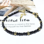 Black Spinel Gemstone Adjustable Tiny Beads Gemstone Bracelet with Love Heart Charm