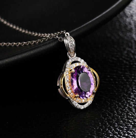 S925 Silver Amethyst Pendant WB-P002