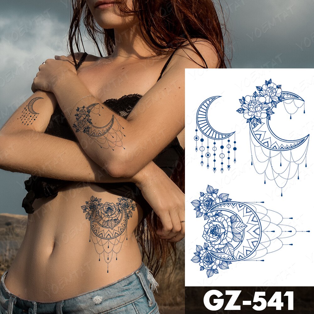 Semi-Permanent Herbal Lasting Ink Waterproof Temporary Tattoo Stickers Universe Earth Planet Flash Tatto Body Art Fake Tattoos