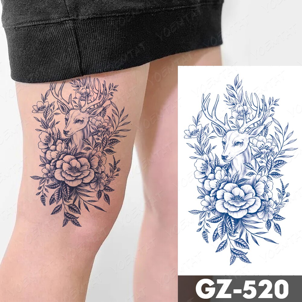 Semi-Permanent Waterproof Temporary Tattoo Sticker Pony Flower Rose Genipin Herbal Sunflower Juice Lasting Ink Fake Arm Tatoo