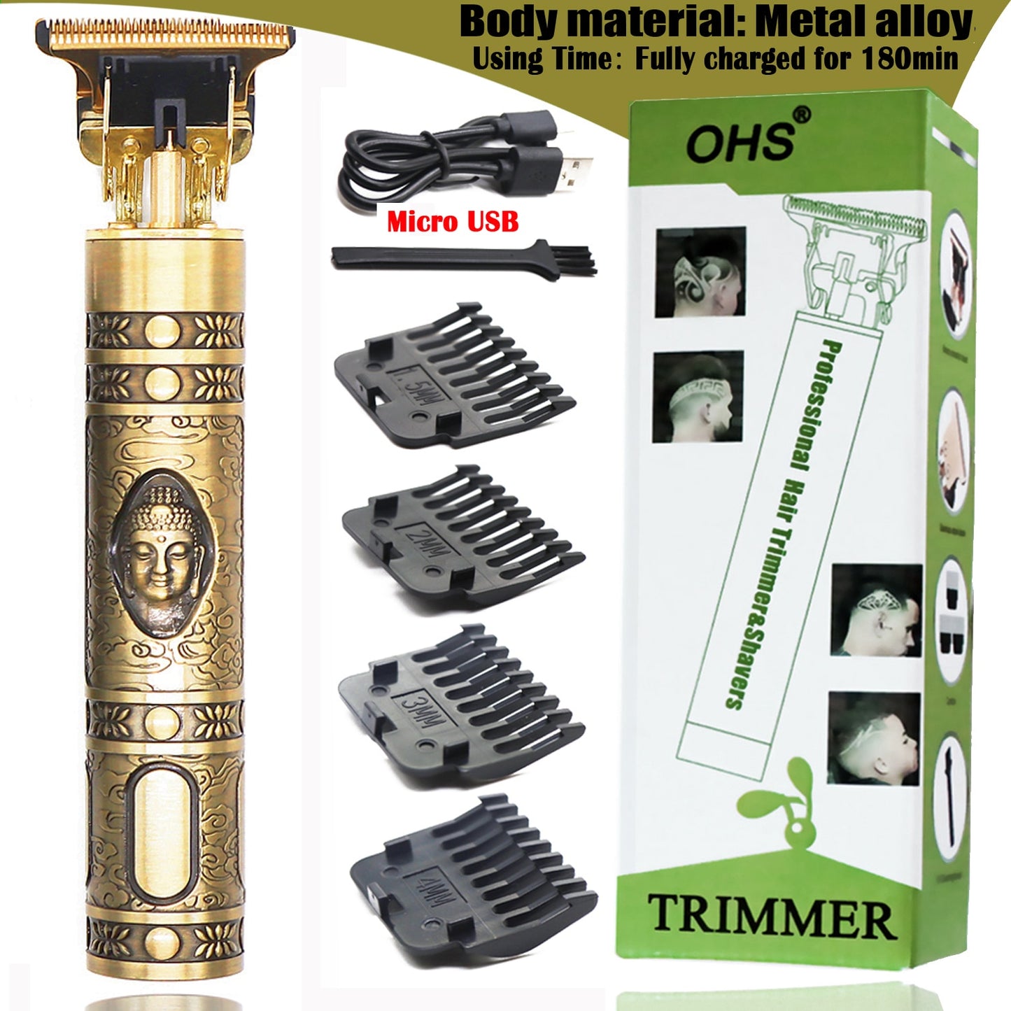 USB Vintage T9 0mm Electric Hair Trimmer For Man Cordless Clippers Professional Beard Hair Cutting Machine Barber rechargeable