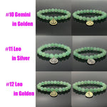 Green Aventurine Beads Bracelet with Zodiac Charm Constellation Gemstone Bracelet Celestial Astrology Constellation Jewelry