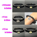Black Labradorite Bead Zodiac Bracelet Horoscope Charm Gemstone Stretchy Bracelet Celestial Astrology Constellation Jewelry
