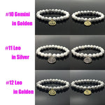 8mm Howlite Beads Zodiac Bracelet Horoscope HD Charm Stretchy Gemstone Bracelet Celestial Astrology Constellation Jewelry